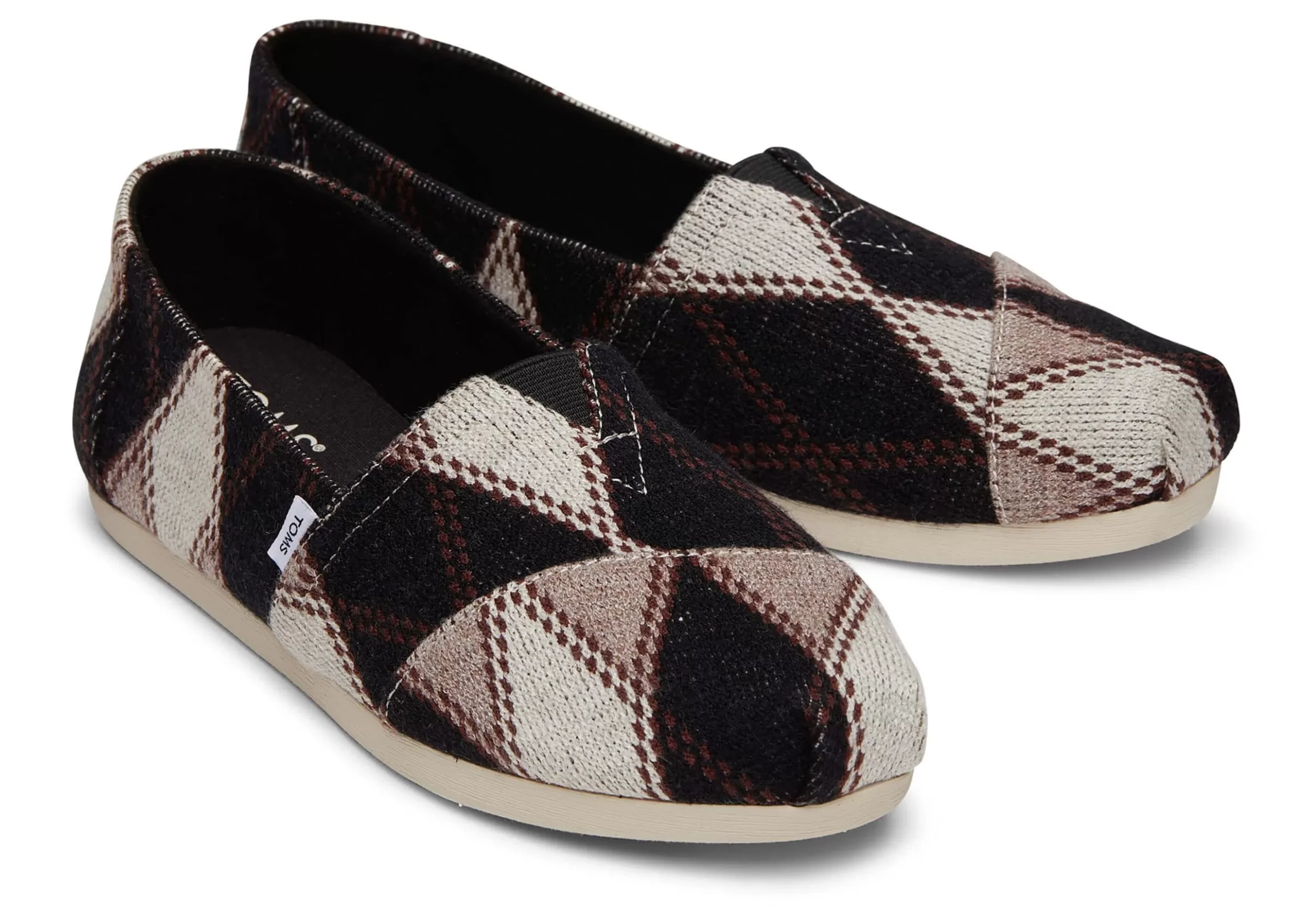 Online Alpargata Black Argyle Knit Women Slip Ons