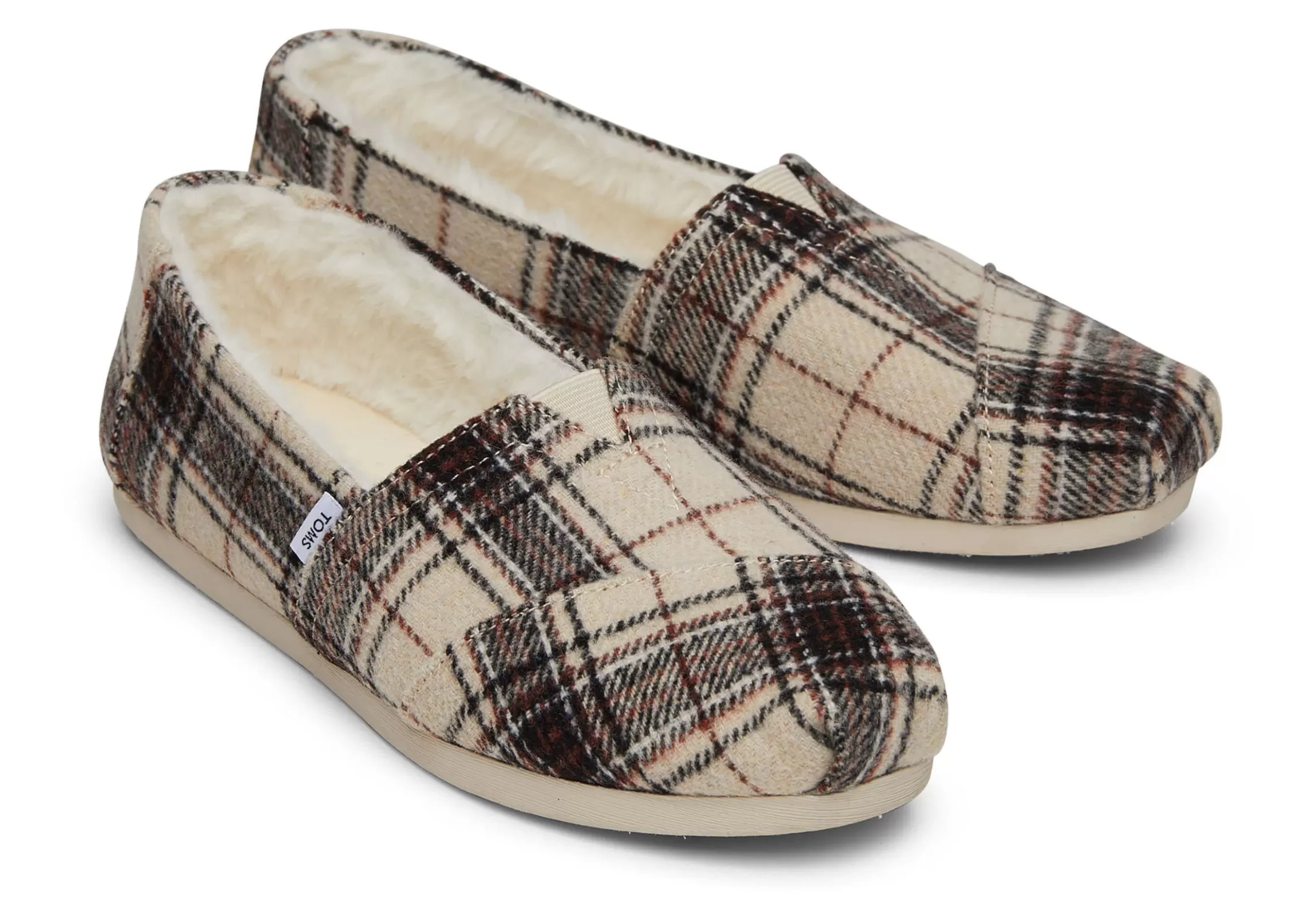 Hot Alpargata Natural Plaid With Faux Fur Women Alpargatas