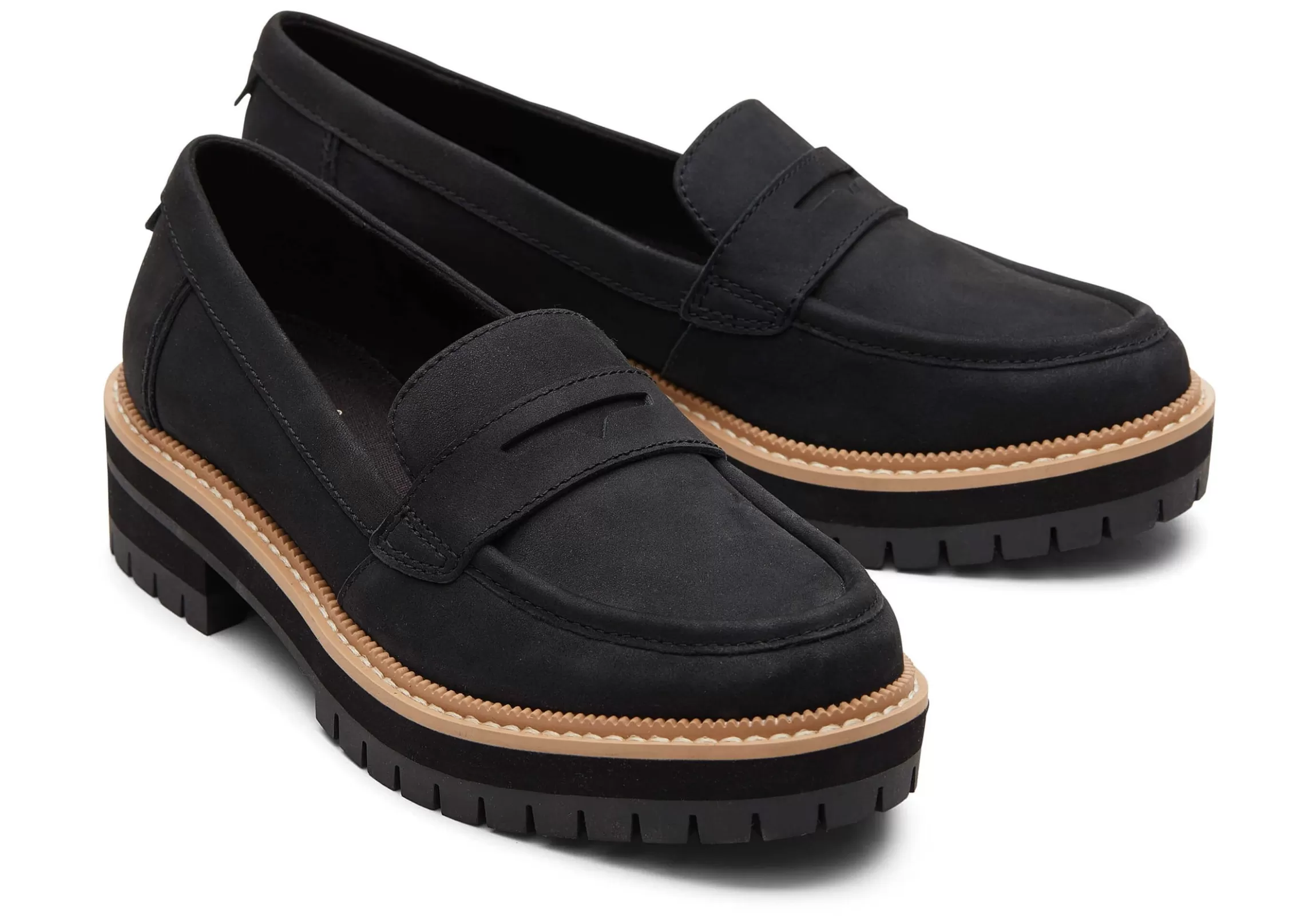 Outlet Cara Black Leather Loafer Women Platforms