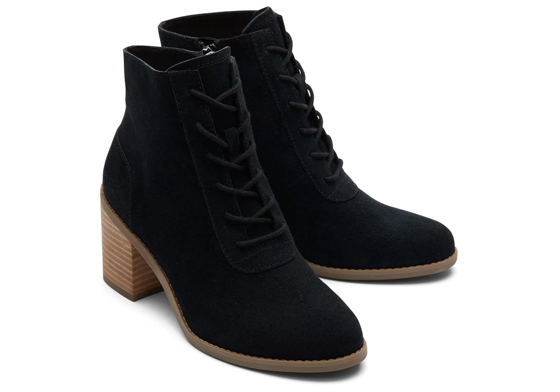 Store Evelyn Black Suede Lace-Up Heeled Boot Women Heels & Wedges