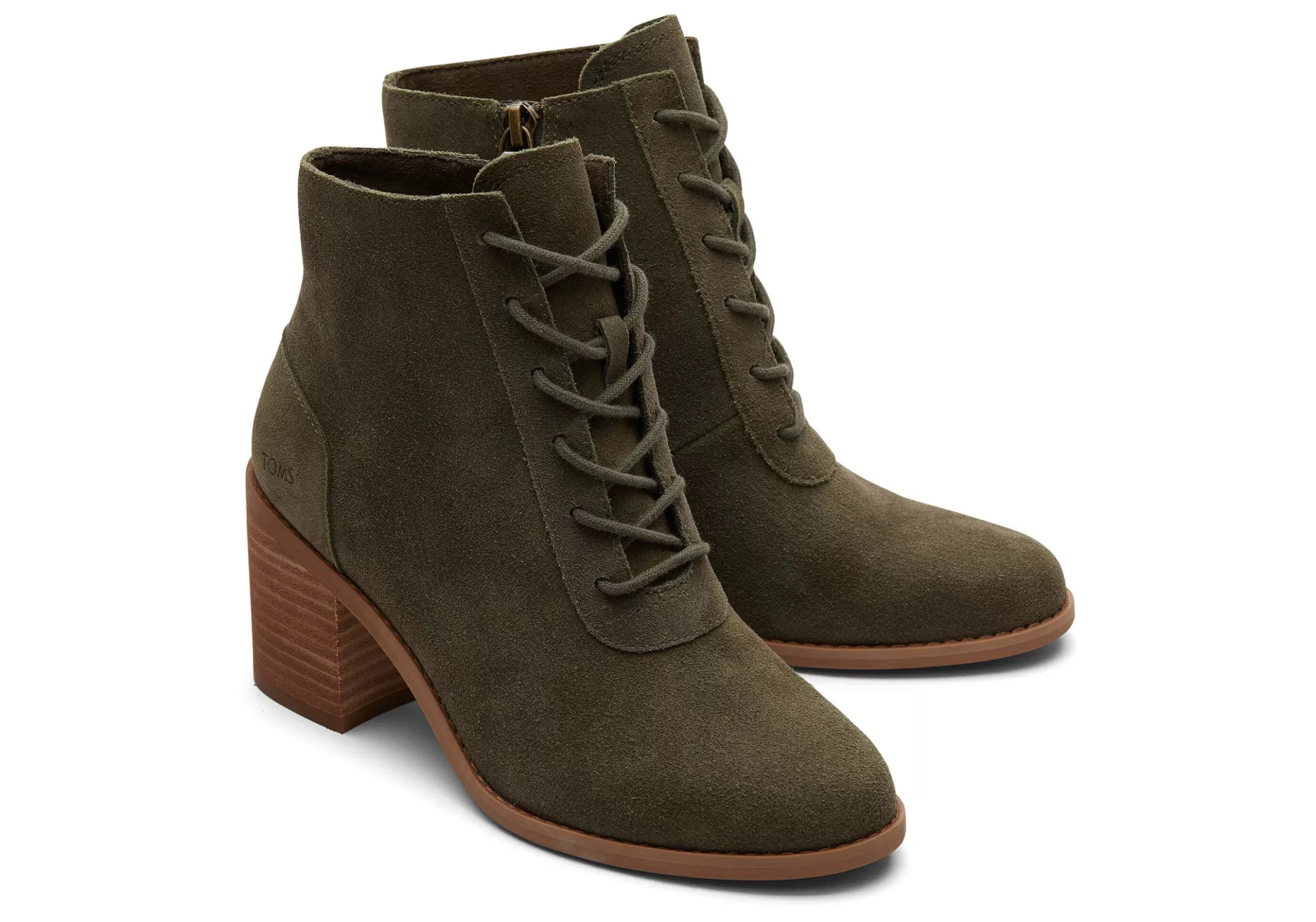 Best Sale Evelyn Olive Suede Lace-Up Heeled Boot Women Heels & Wedges