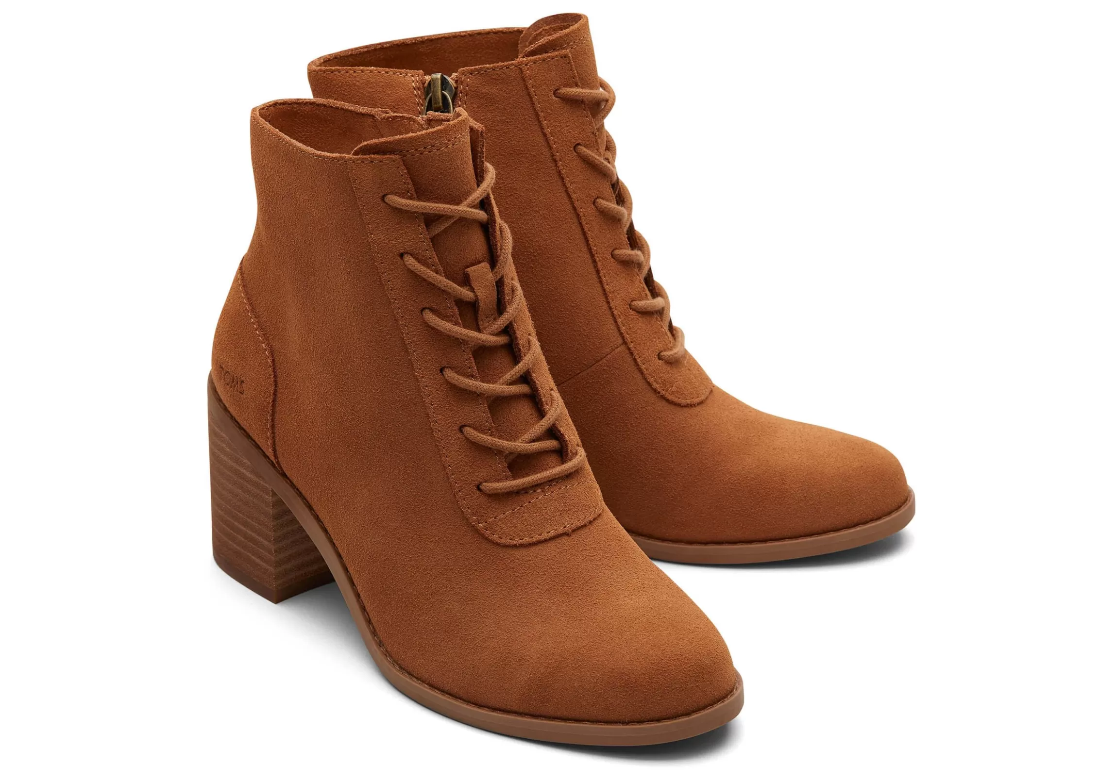 Fashion Evelyn Tan Suede Lace-Up Heeled Boot Women Heels & Wedges