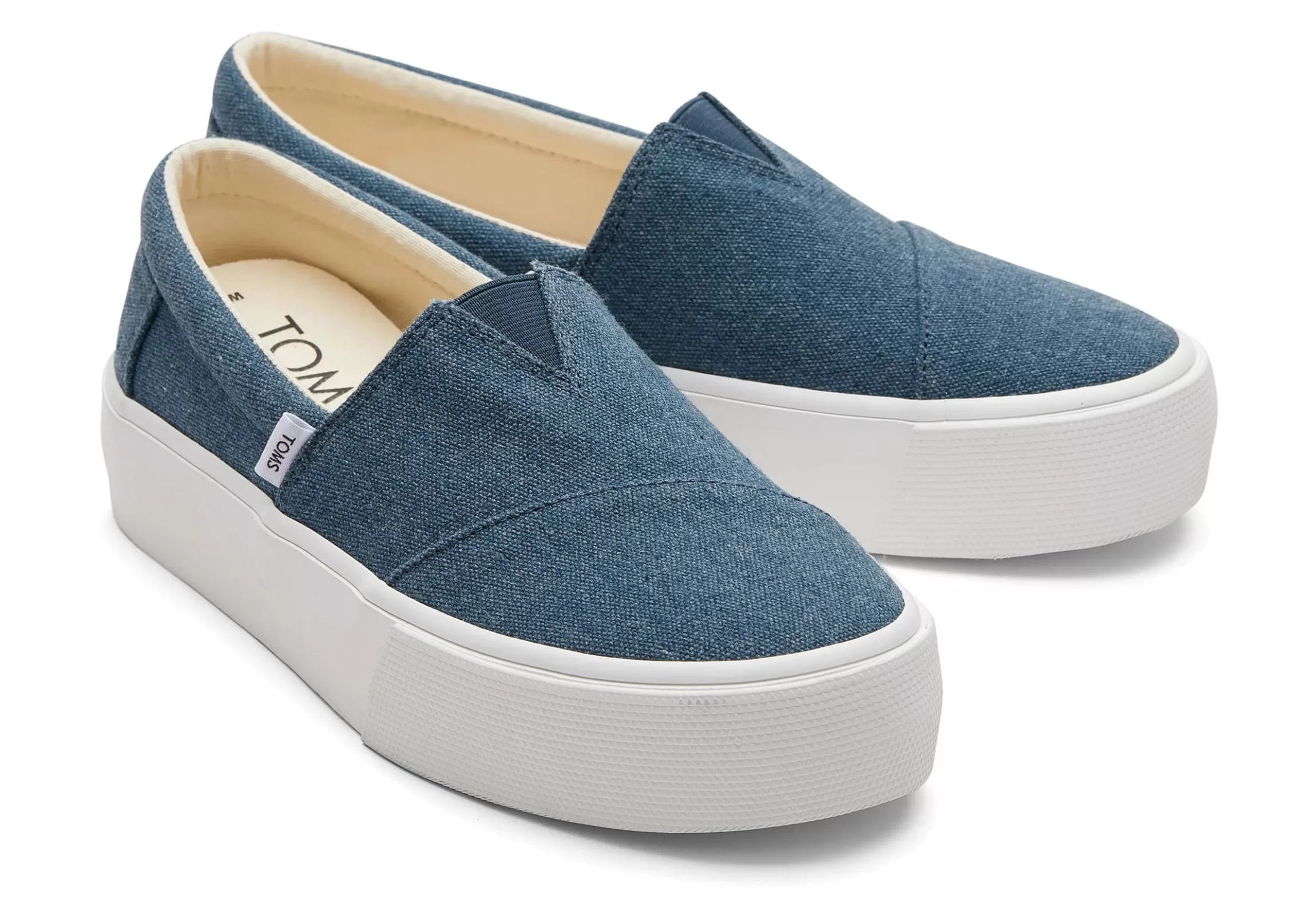 Hot Fenix Platform Blue Canvas Slip On Sneaker Women Sneakers