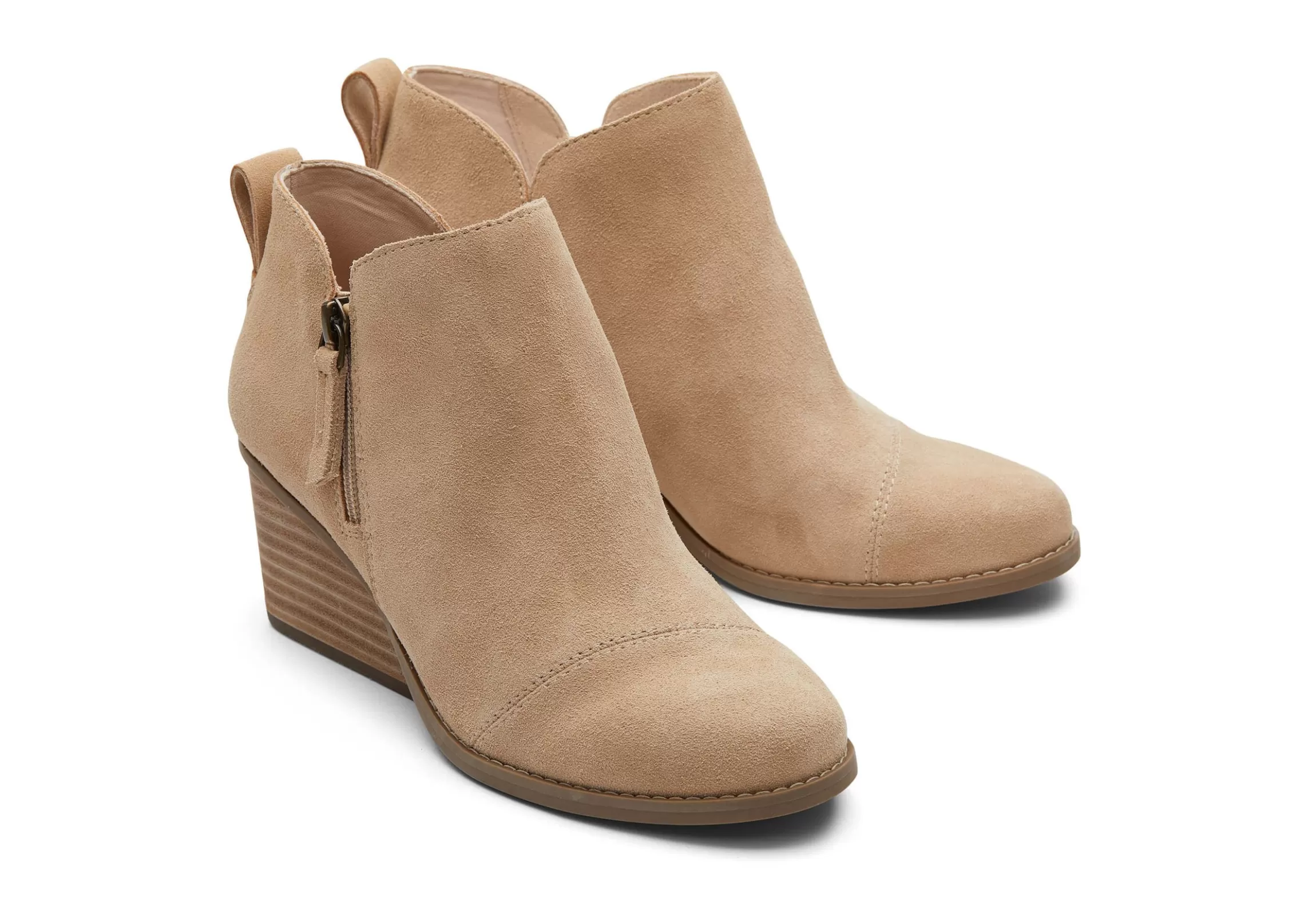 Fashion Goldie Oatmeal Suede Wedge Boot Women Heels & Wedges