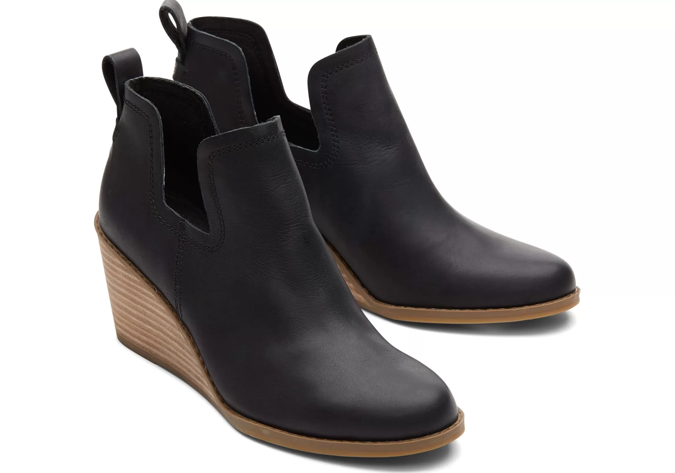 Clearance Kallie Black Leather Wedge Boot Women Heels & Wedges