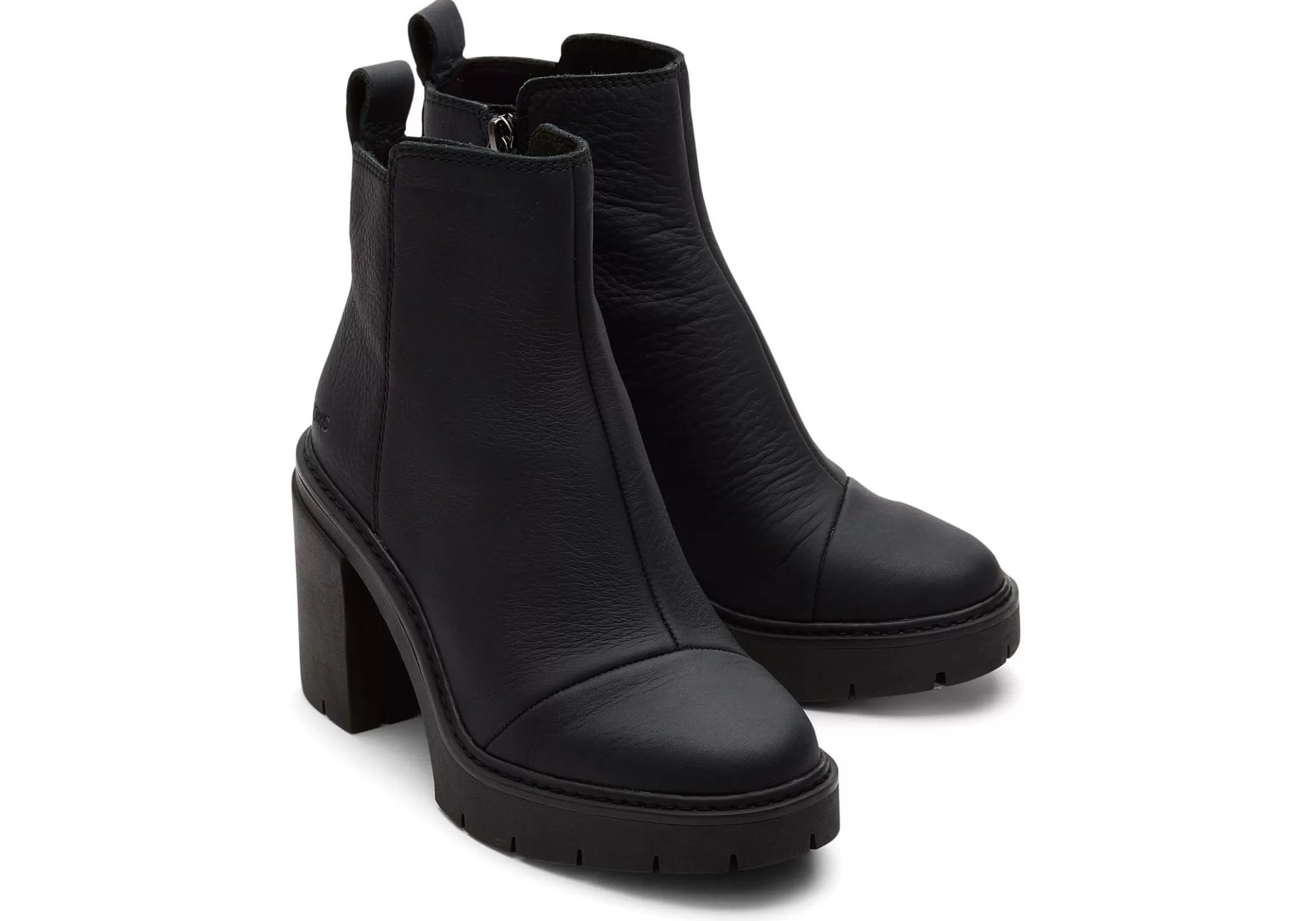 Store Rya Black Leather Heeled Boot Women Platforms