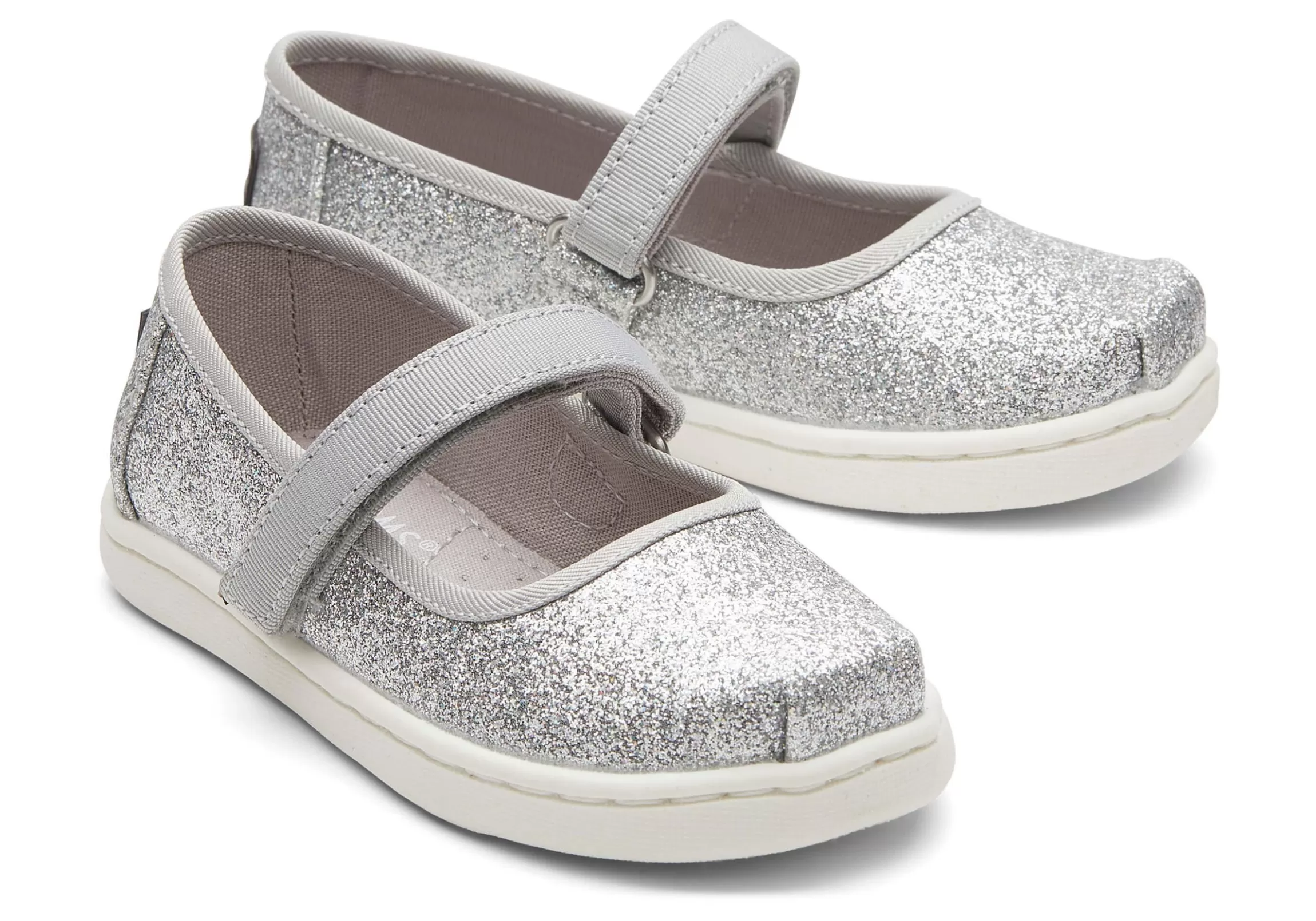 Cheap Tiny Mary Jane Silver Toddler Shoe Kids Slip Ons