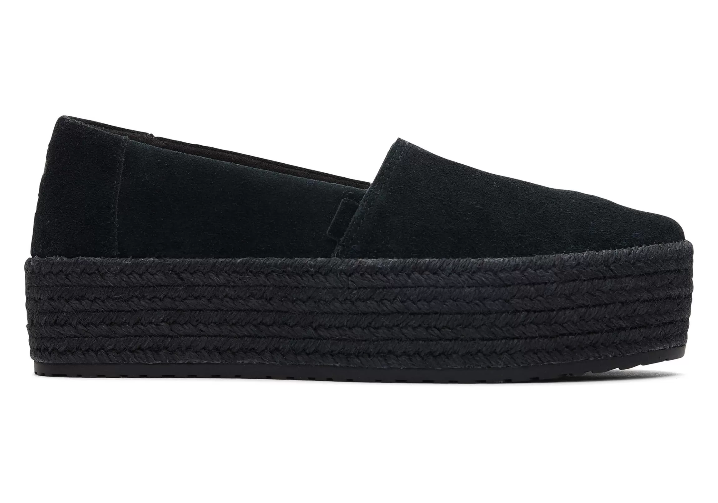 Clearance Valencia Black Suede Platform Espadrille Women Slip Ons