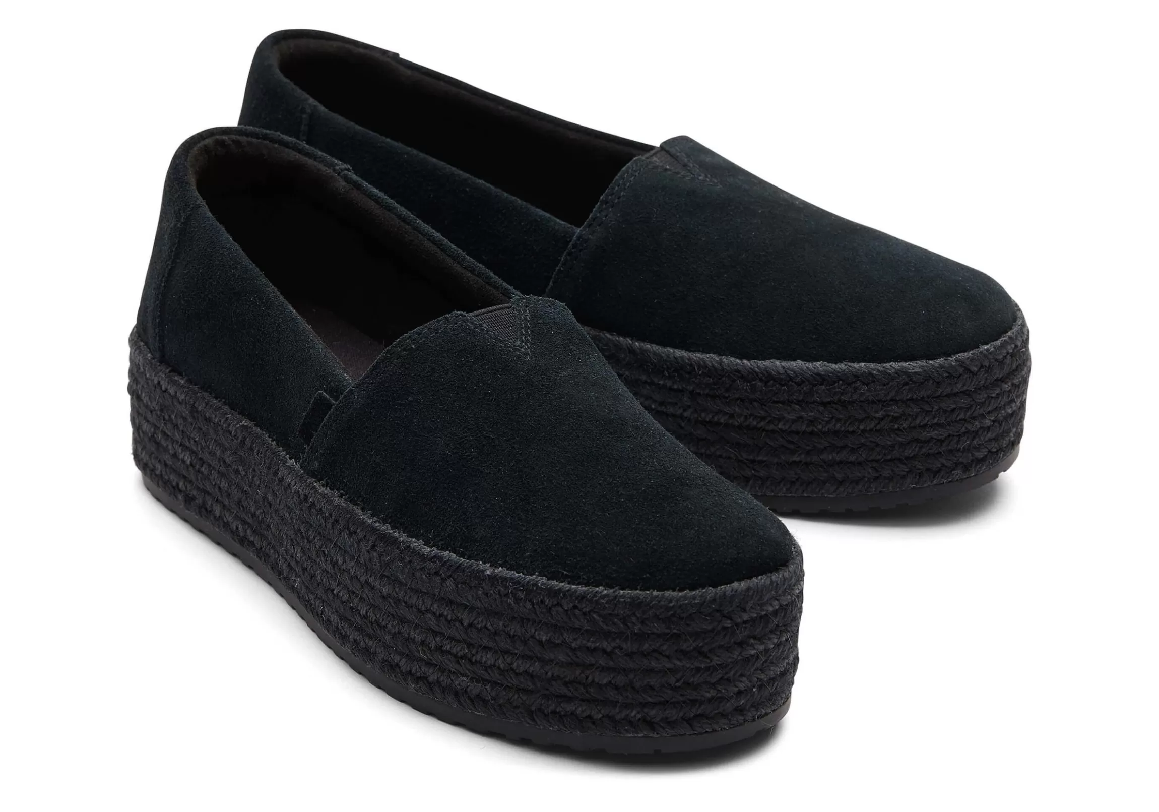 Clearance Valencia Black Suede Platform Espadrille Women Slip Ons